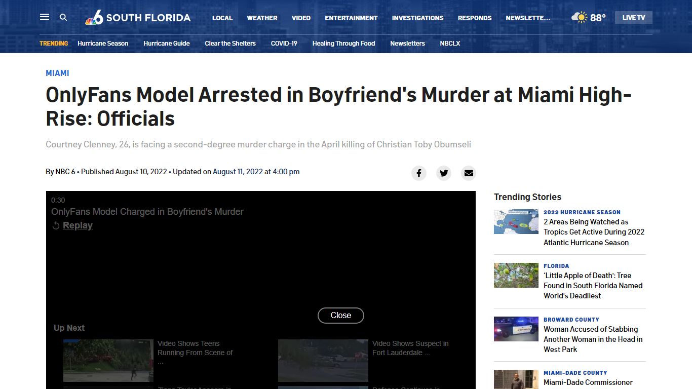OnlyFans Model Arrested in Boyfriend's Murder at Miami High-Rise: Officials